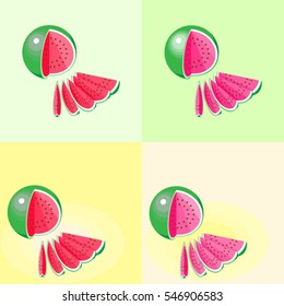 Watermelon is ripe sliced isolated and the slices of a watermelon. Color vector illustration EPS8.