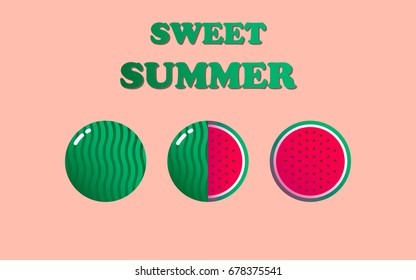 Watermelon. Ripe watermelon. Summer design. Vector illustration.