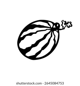 melancia redonda vetor de fruta monocromática