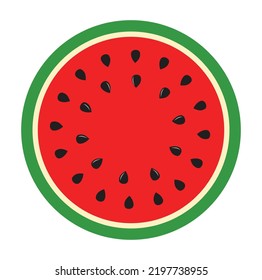 Watermelon round slice icon vector  illustration, Watermilon half icon isolated, vector water melon, watermelon slice fruit illustration, fresh healthy food - organic natural food isolated