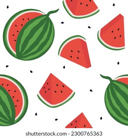 Watermelon Seamless abstract backgrounds. Hand drawn various shapes and doodle objects. Can be used for printing needs and other digital needs. Contemporary modern trendy vector illustrations.