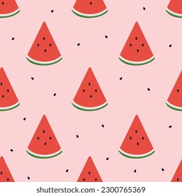 Wassermelone Nahtlose abstrakte Hintergründe. Handgezeichnet verschiedene Formen und doodle Objekte. Kann für den Druck und andere digitale Anforderungen verwendet werden. Moderne, moderne, trendige Vektorgrafiken.