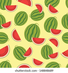 Watermelon seamless background. Vector illustration.