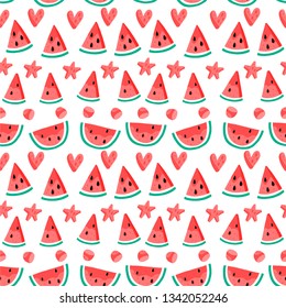 Watermelon seamless colorful bright pattern, in a row