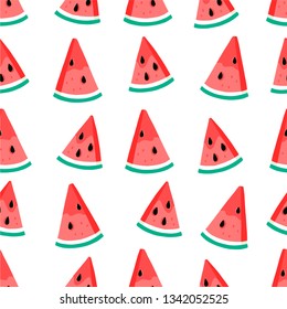 Watermelon seamless colorful bright pattern, on white background