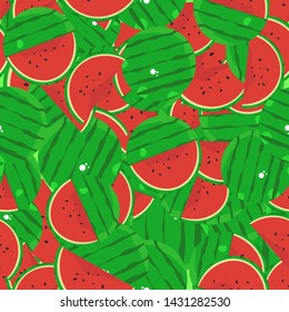 Watermelon seamless colorful pattern endless repeat fruit background for textile, print, decoration, clothing