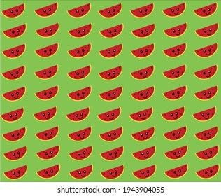 watermelon seamless funny green background