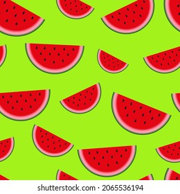 Watermelon seamless hand drawn pattern. green Vector illustration. summer print