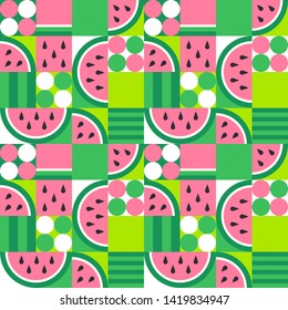 Watermelon seamless pattern. Abstract summer fruit background. Vector illustration.