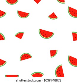 Watermelon seamless pattern. Seamless background with watermelon slices. Summer print. Vector
