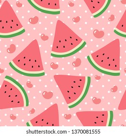 Watermelon Seamless Pattern Background, Vector illustration