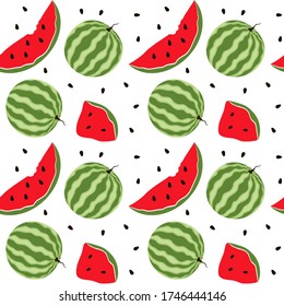Watermelon seamless pattern. Watermelon background. Vector illustration. Summer template food. Repeating texture. Modern ornament.