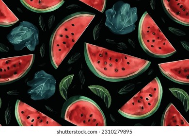 watermelon seamless pattern background vector