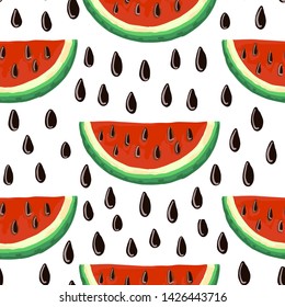 Watermelon seamless pattern. Bright graphic vector illustration.