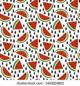 Watermelon seamless pattern. Bright graphic vector illustration.
