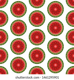 Watermelon seamless pattern. Colorful vector illustration on white background