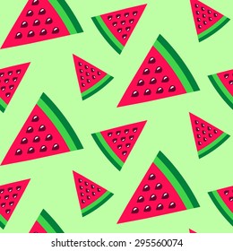 Watermelon seamless pattern decorated on a light green background. Fully editable vector illustration. Perfect suits for the textile patterns and wall papers.  