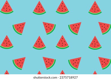 Watermelon seamless pattern. Fabric texture with watermelon slices.