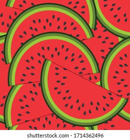 Watermelon seamless pattern. Flat style vector illustration.