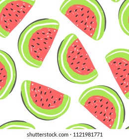 Watermelon seamless pattern. Fresh watermelons summer detox
