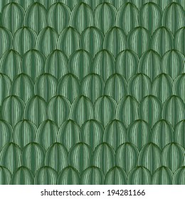Watermelon seamless pattern in green colors is hand drawn composition. Illustration is in eps8 vector mode, background on separate layer. 