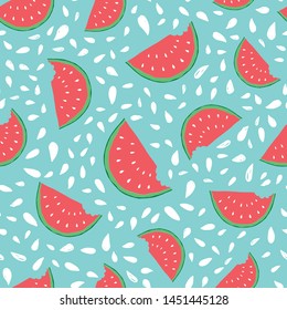 Watermelon Seamless Pattern hand drawn. Vector Illustration.