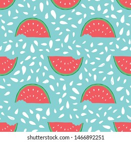 Watermelon Seamless Pattern hand drawn. Vector Illustration.