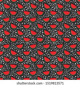 Watermelon Seamless Pattern hand drawn. Vector Illustration.