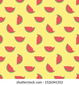 Watermelon Seamless Pattern hand drawn. Vector Illustration.