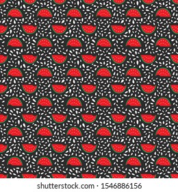 Watermelon Seamless Pattern hand drawn. Vector Illustration.