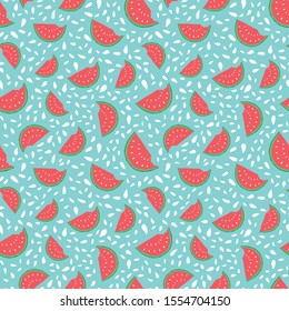 Watermelon Seamless Pattern hand drawn. Vector Illustration.
