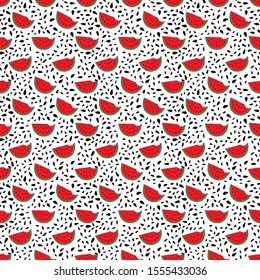Watermelon Seamless Pattern hand drawn. Vector Illustration.