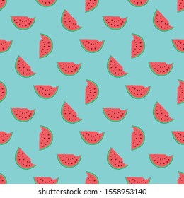 Watermelon Seamless Pattern hand drawn. Vector Illustration.