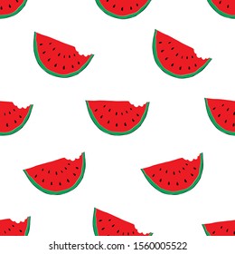 Watermelon Seamless Pattern hand drawn. Vector Illustration.