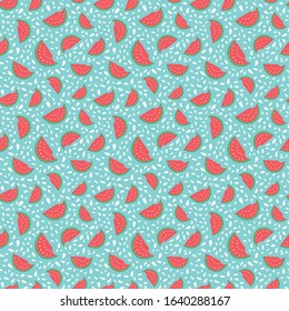 Watermelon Seamless Pattern hand drawn. Vector Illustration.