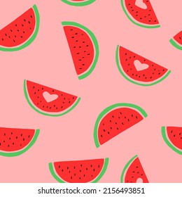 watermelon seamless pattern. hand drawn vector illustration. 