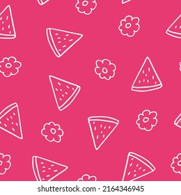 watermelon seamless pattern. hand drawn vector illustration in doodle style. 