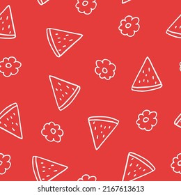 watermelon seamless pattern. hand drawn vector illustration in doodle style. 