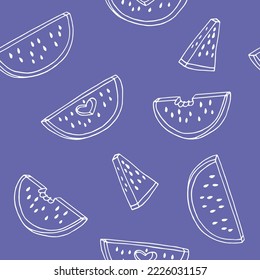 watermelon seamless pattern. hand drawn vector illustration in doodle style. 