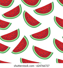 Watermelon seamless pattern. Hand drawn vector summer background. Wrapping paper.