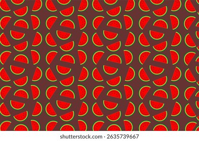 Watermelon seamless pattern. Ideal for summer-themed designs, textile prints, wrapping paper, digital backgrounds, and food-related projects.