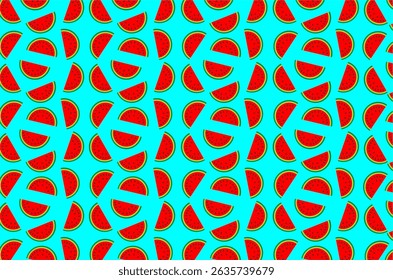 Watermelon seamless pattern. Ideal for summer-themed designs, textile prints, wrapping paper, digital backgrounds, and food-related projects.