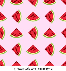 Watermelon seamless pattern in modern flat style for wrapping paper, wallpaper, textile and other items. Vector illustration. EPS10.