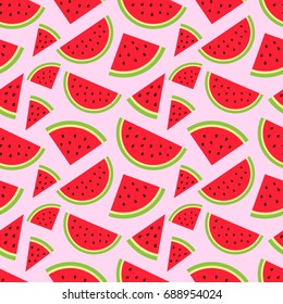 Watermelon seamless pattern in modern flat style for wrapping paper, wallpaper, textile and other items. Vector illustration. EPS10.