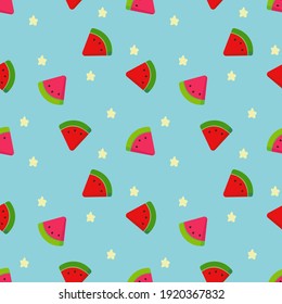 watermelon seamless pattern on blue background