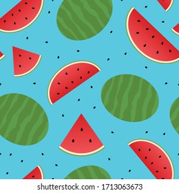 Watermelon seamless pattern on blur background