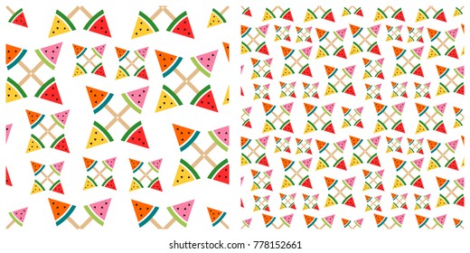 Watermelon seamless pattern on transparent background