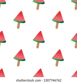 Watermelon Seamless Pattern  on white background,flat design graphic pattern modern fruit summer season. Vector illustration