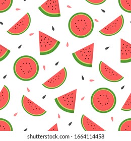 Watermelon seamless pattern on white background.