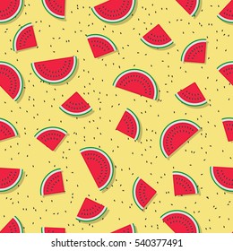 Watermelon seamless pattern with polka dots. Tasty girly Fruit Pattern. Summer concept. 
